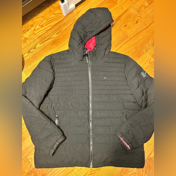 Tommy Hilfiger Other - Tommy Hilfiger Men's Charcoal Puffer Jacket with Red Accents